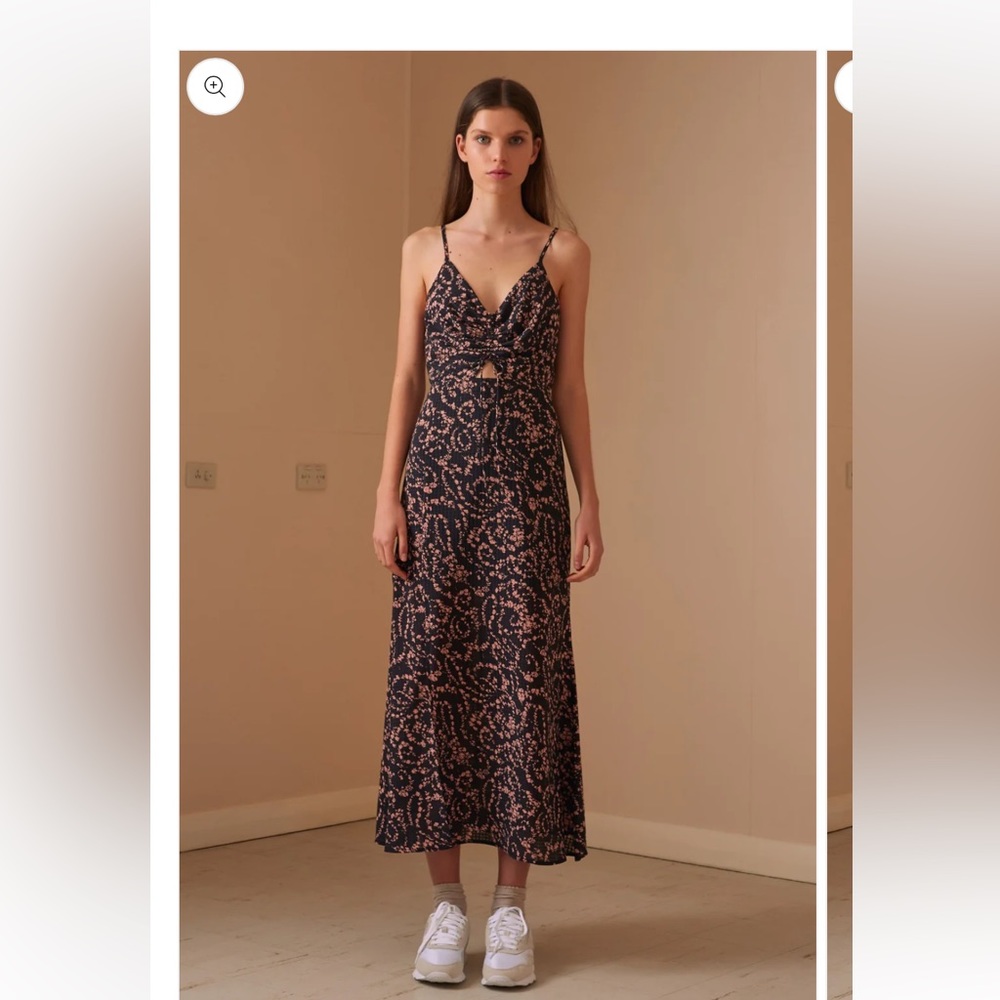 The Fifth Label Dahlia Midi Black Floral Dress S
